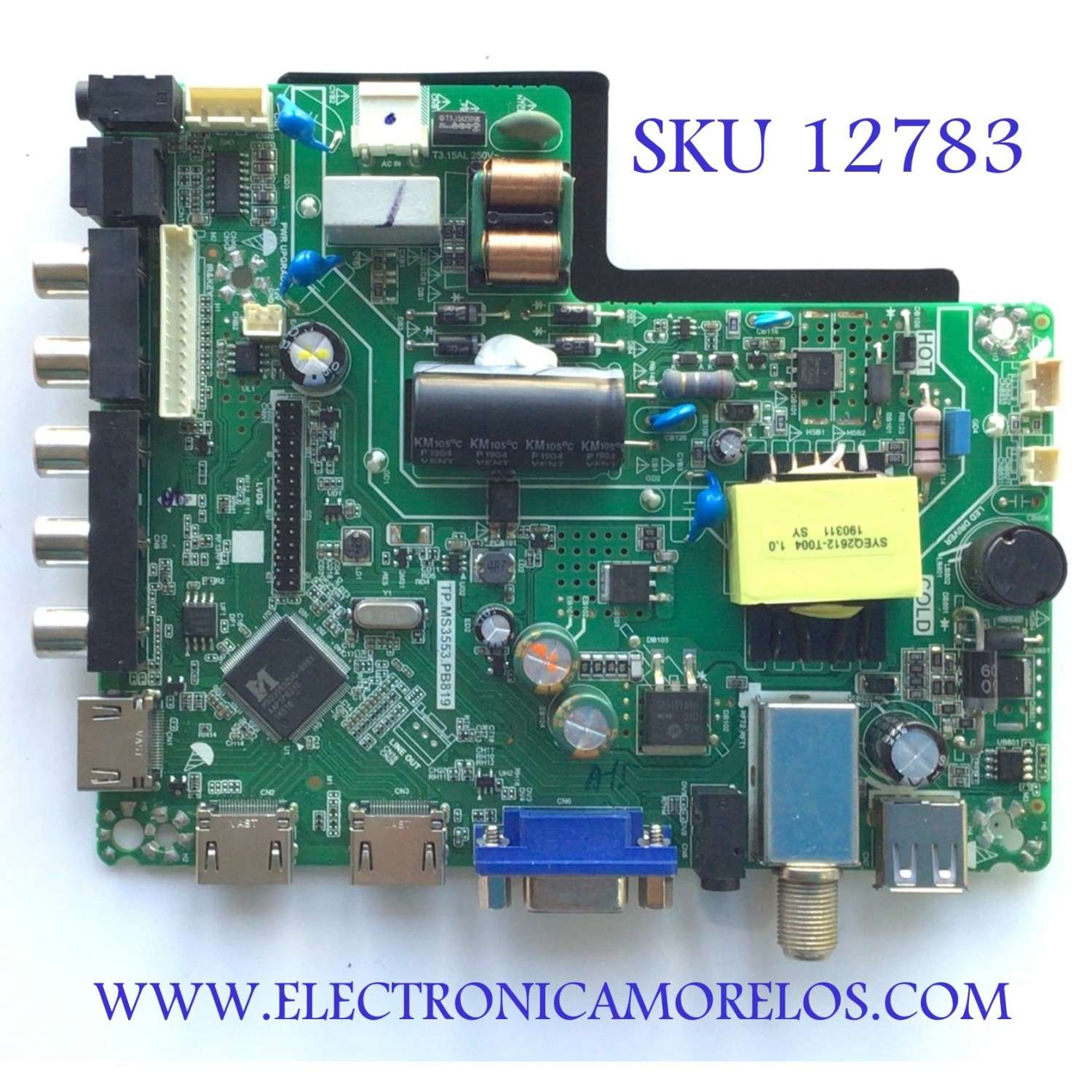 MAIN FUENTE PARA TV SCEPTRE / NUMERO DE PARTE TP.MS3553.PB819 / 453561 / A19030344-0A00007 / DISPLAY HV320FHB-N02 / MODELO H32	